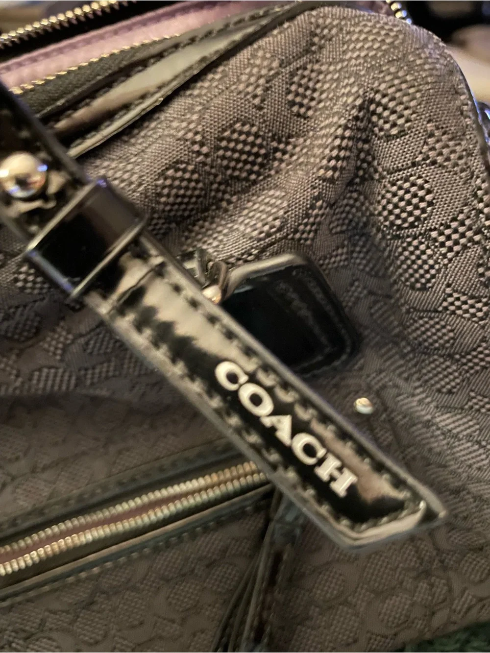 Coach Black Logo-Embossed Dome Satchel EUC